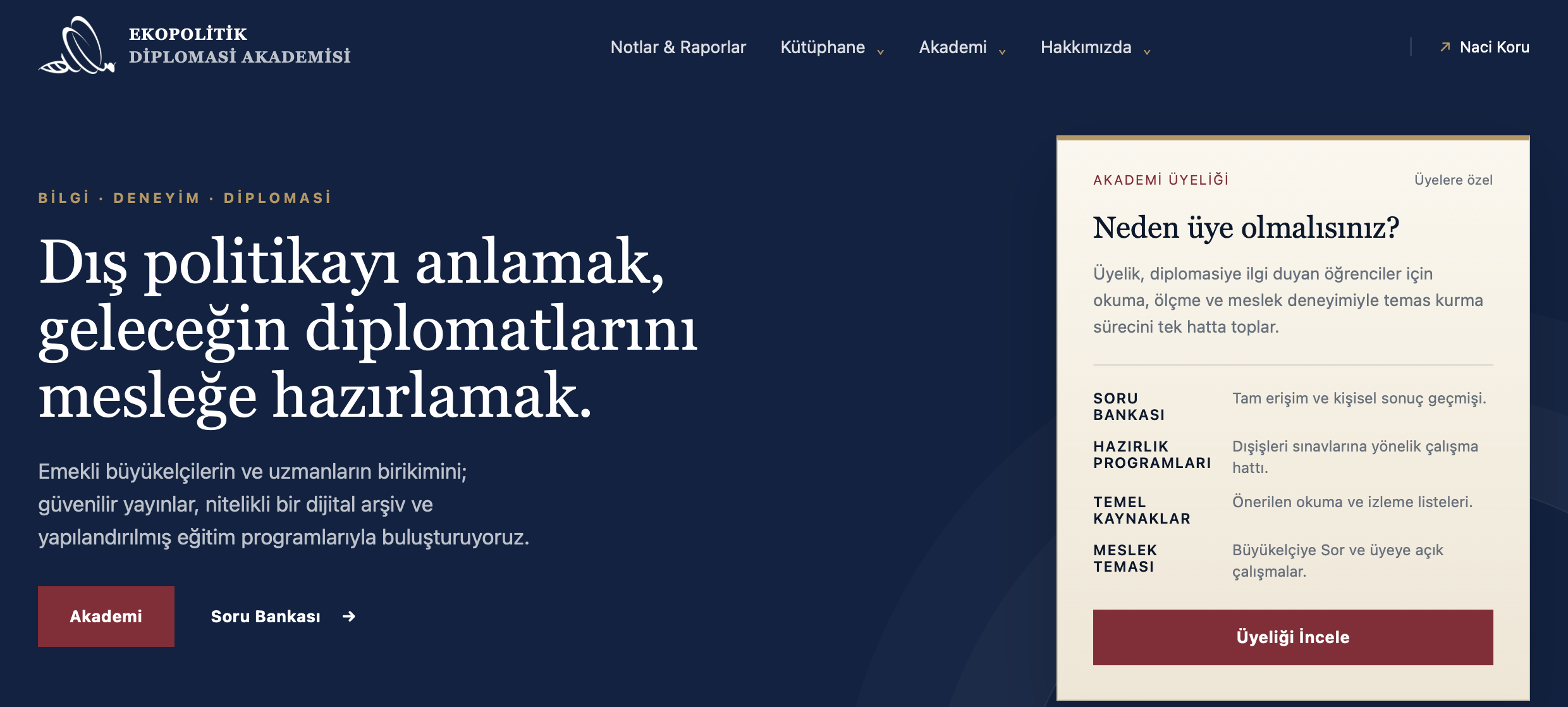 Ekopolitik Diplomasi Akademisi ana sayfası